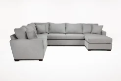 Mor Furniture Sectionals|Barrett Tux Sofa Chaise Sectional In Fisk Smoke, Right Facing