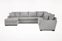 Mor Furniture Sectionals|Barrett Tux Sofa Chaise Sectional In Fisk Smoke, Right Facing