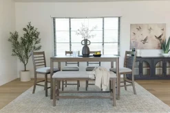 Mor Furniture Seating For 6|Dining Room Sets|Barry Counter Height Dining Table, 4 Stools & Bench In Light Brown