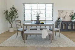 Mor Furniture Dining Room Sets|Seating For 6|Barry Dining Table, 4 Chairs & Bench In Light Brown