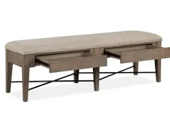 Mor Furniture Dining Benches|Bay Creek Bench W/ Storage In Light Gray