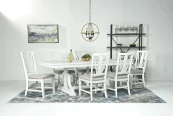 Mor Furniture Seating For 4|Dining Room Sets|Bay Creek Extendable Dining Table & 4 Upholstered V-Back Chairs In Toasted Nutmeg
