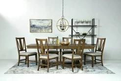 Mor Furniture Seating For 6|Dining Room Sets|Bay Creek Extendable Dining Table & 6 V-Back Chairs In Toasted Nutmeg