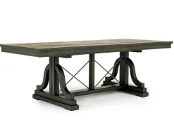 Mor Furniture Seating For 6|Dining Room Sets|Bay Creek Extendable Dining Table, 4 V-Back Chairs & High Back Bench In Graphite