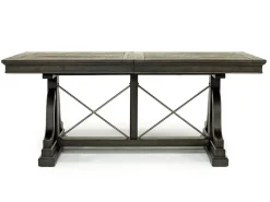 Mor Furniture Seating For 6|Dining Room Sets|Bay Creek Extendable Dining Table, 4 V-Back Chairs & High Back Bench In Graphite