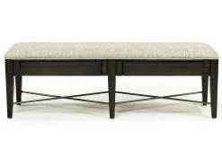 Mor Furniture Seating For 6|Dining Room Sets|Bay Creek Extendable Dining Table, 4 V-Back Chairs & High Back Bench In Graphite