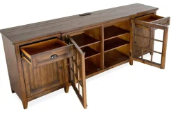 Mor Furniture Media Consoles & Hutches|Tv Stands|Bay Creek Media Console In Nutmeg W/ Usb Charger, 70 Inch