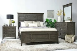 Mor Furniture Bedroom Sets|Bay Creek Panel Bed W/ Storage, Dresser, Mirror & Nightstand In Nutmeg, Queen Toasted Nutmeg