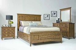 Mor Furniture Bedroom Sets|Bay Creek Panel Bed W/ Storage, Dresser, Mirror & Nightstand In Nutmeg, Queen Toasted Nutmeg