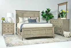 Mor Furniture Bedroom Sets|Bay Creek Panel Bed W/ Storage, Dresser, Mirror & Nightstand In Nutmeg, Queen Toasted Nutmeg