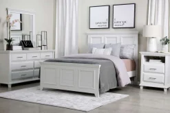 Mor Furniture Bedroom Sets|Bella Panel Bed, Dresser, Mirror & Nightstand In White, Twin