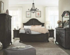 Mor Furniture Beds|Bellamy Arch Panel Bed In Charcoal, Eastern King