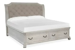 Mor Furniture Beds|Bellamy Sleigh Bed W/ Storage In White, Queen