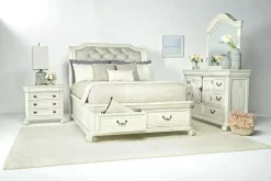 Mor Furniture Beds|Bellamy Sleigh Bed W/ Storage In White, Queen
