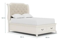 Mor Furniture Beds|Bellamy Sleigh Bed W/ Storage In White, Queen