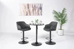 Mor Furniture Barstools|Seating For 2|Bentley Adjustable Height Round Pub Table In Black & 2 Eagle Barstools, Swivel
