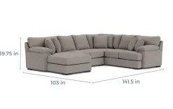 Mor Furniture Sectionals|Bermuda Tux Loveseat Chaise Sectional Ii In , Left Facing Victory Sterling