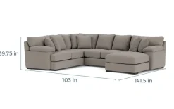 Mor Furniture Sectionals|Bermuda Tux Loveseat Chaise Sectional, Left Facing, Down - Custom Order