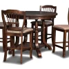 Mor Furniture Seating For 4|Round Dining Sets|Bixby Round Counter Height Dining Table & 4 Stools In Espresso