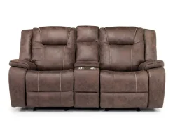 Mor Furniture Reclining Loveseats|Loveseats|Blake 2 Power Console Loveseat In Reina Bark