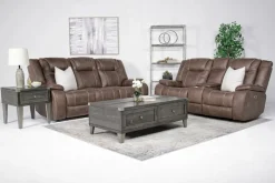 Mor Furniture Reclining Loveseats|Loveseats|Blake 2 Power Console Loveseat In Reina Bark