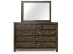 Mor Furniture Bedroom Sets|Blue Ridge Panel Bed, Dresser, Mirror & Nightstand In Rustic Gray, Queen