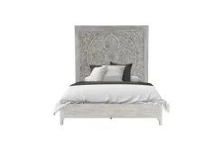 Mor Furniture Beds|Boho Chic Platform Bed In Washed White, Full