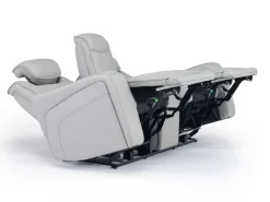 Mor Furniture Reclining Loveseats|Loveseats|Bowden 2 Power Console Loveseat W/ Cooler In Blanca Light Gray Leather