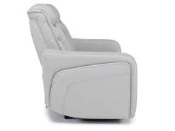 Mor Furniture Reclining Loveseats|Loveseats|Bowden 2 Power Console Loveseat W/ Cooler In Blanca Light Gray Leather