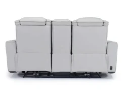 Mor Furniture Reclining Loveseats|Loveseats|Bowden 2 Power Console Loveseat W/ Cooler In Blanca Light Gray Leather