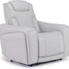 Mor Furniture Recliners|Bowden 2 Power Recliner In Blanca Light Gray Leather