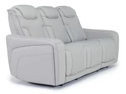 Mor Furniture Reclining Sofas|Sofas|Bowden 2 Power Sofa W/ Drop Down Table In Blanca Light Gray Leather