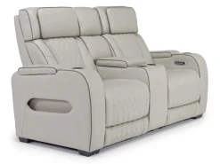 Mor Furniture Reclining Loveseats|Loveseats|Boyington 2 Power Console Loveseat In Gray Leather