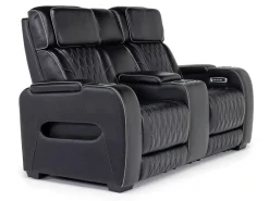 Mor Furniture Reclining Loveseats|Loveseats|Boyington 2 Power Console Loveseat In Gray Leather