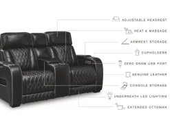 Mor Furniture Reclining Loveseats|Loveseats|Boyington 2 Power Console Loveseat In Gray Leather