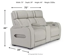 Mor Furniture Reclining Loveseats|Loveseats|Boyington 2 Power Console Loveseat In Gray Leather