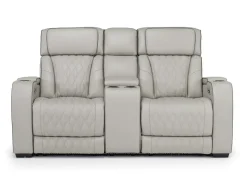 Mor Furniture Reclining Loveseats|Loveseats|Boyington 2 Power Console Loveseat In Gray Leather