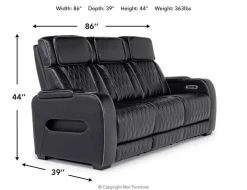 Mor Furniture Reclining Sofas|Sofas|Boyington 2 Power Sofa W/ Drop Down Table In Black Leather