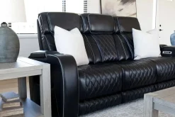 Mor Furniture Reclining Sofas|Sofas|Boyington 2 Power Sofa W/ Drop Down Table In Black Leather