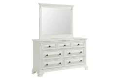 Mor Furniture Bedroom Sets|Bridgestone Panel Bed, Dresser, Mirror & Nightstand In Antique White, Queen