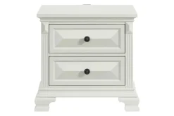 Mor Furniture Bedroom Sets|Bridgestone Panel Bed, Dresser, Mirror & Nightstand In Antique White, Queen