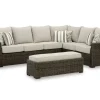 Mor Furniture Outdoor Sectionals|Brook Ranch Outdoor 3 Piece Sectional Set In Brown