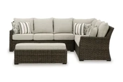 Mor Furniture Outdoor Sectionals|Brook Ranch Outdoor 3 Piece Sectional Set In Brown