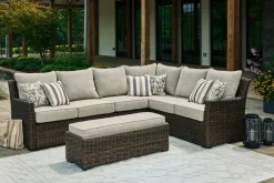 Mor Furniture Outdoor Sectionals|Brook Ranch Outdoor 3 Piece Sectional Set In Brown