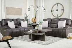 Mor Furniture Reclining Loveseats|Loveseats|Brookings 2 Power Console Loveseat In Brown