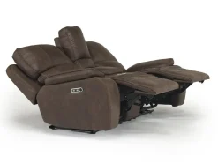 Mor Furniture Reclining Loveseats|Loveseats|Brookings 2 Power Console Loveseat In Brown