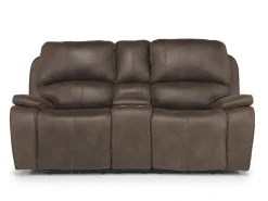 Mor Furniture Reclining Loveseats|Loveseats|Brookings 2 Power Console Loveseat In Brown