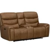 Mor Furniture Reclining Loveseats|Loveseats|Bruce 2 Power Console Loveseat In Cognac
