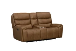 Mor Furniture Reclining Loveseats|Loveseats|Bruce 2 Power Console Loveseat In Cognac