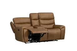 Mor Furniture Reclining Loveseats|Loveseats|Bruce 2 Power Console Loveseat In Cognac
